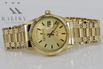 Złoty męski zegarek Geneve 14k 585 w kolorze żółtym mw013ydy&mbw006yo