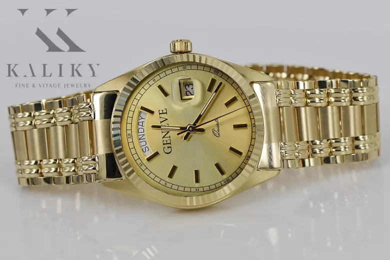 Reloj de oro para hombre Geneve ★ zlotychlopak.pl ★ Pureza de oro 585 333 Precio bajo!