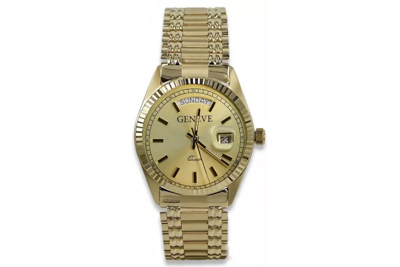 Reloj de oro para hombre Geneve ★ zlotychlopak.pl ★ Pureza de oro 585 333 Precio bajo!