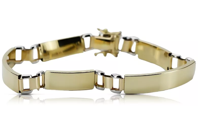 Brazalete de hombre de oro amarillo italiano de 14k cb119yw