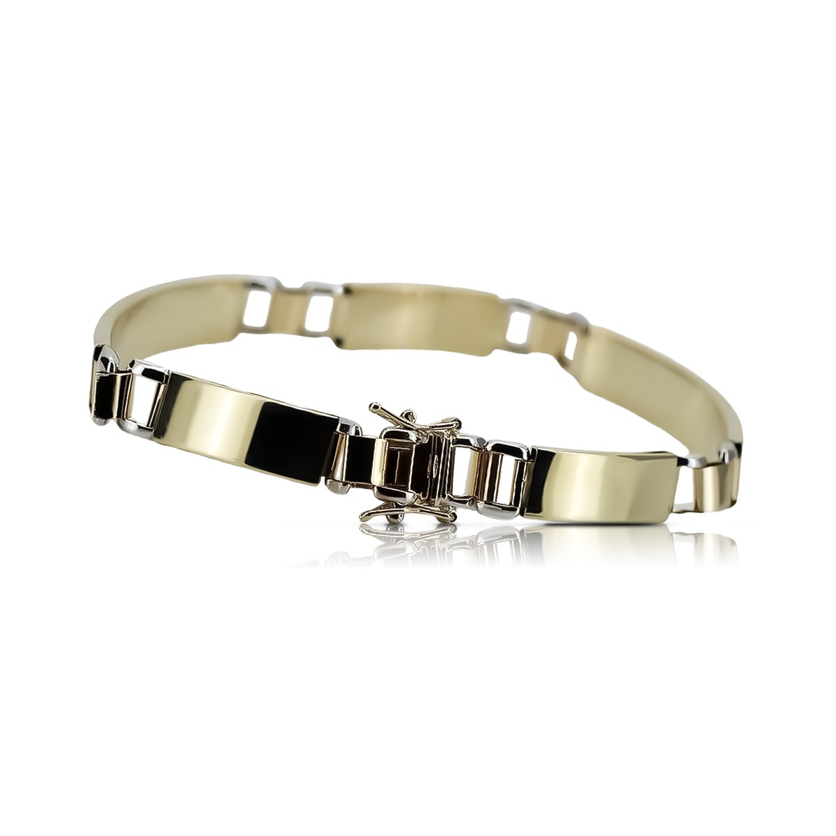 Brazalete de hombre de oro amarillo italiano de 14k cb119yw