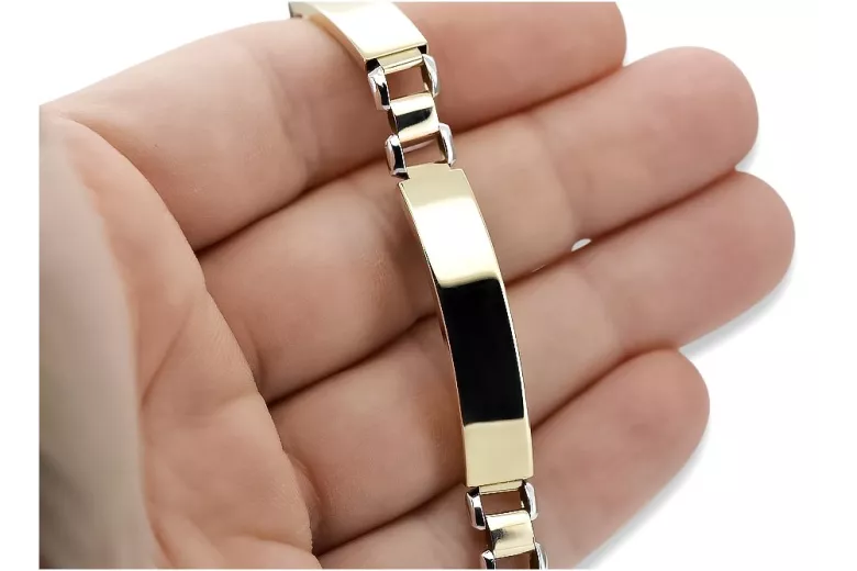 14K Gelb- & Weißgold Herrenarmband mit verschiedenen Edelsteinen cb119yw