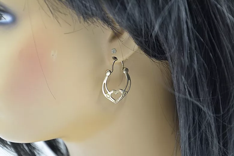 Aretes Gipsy de Plata y Oro Rosa, Sin Piedra ven024rp