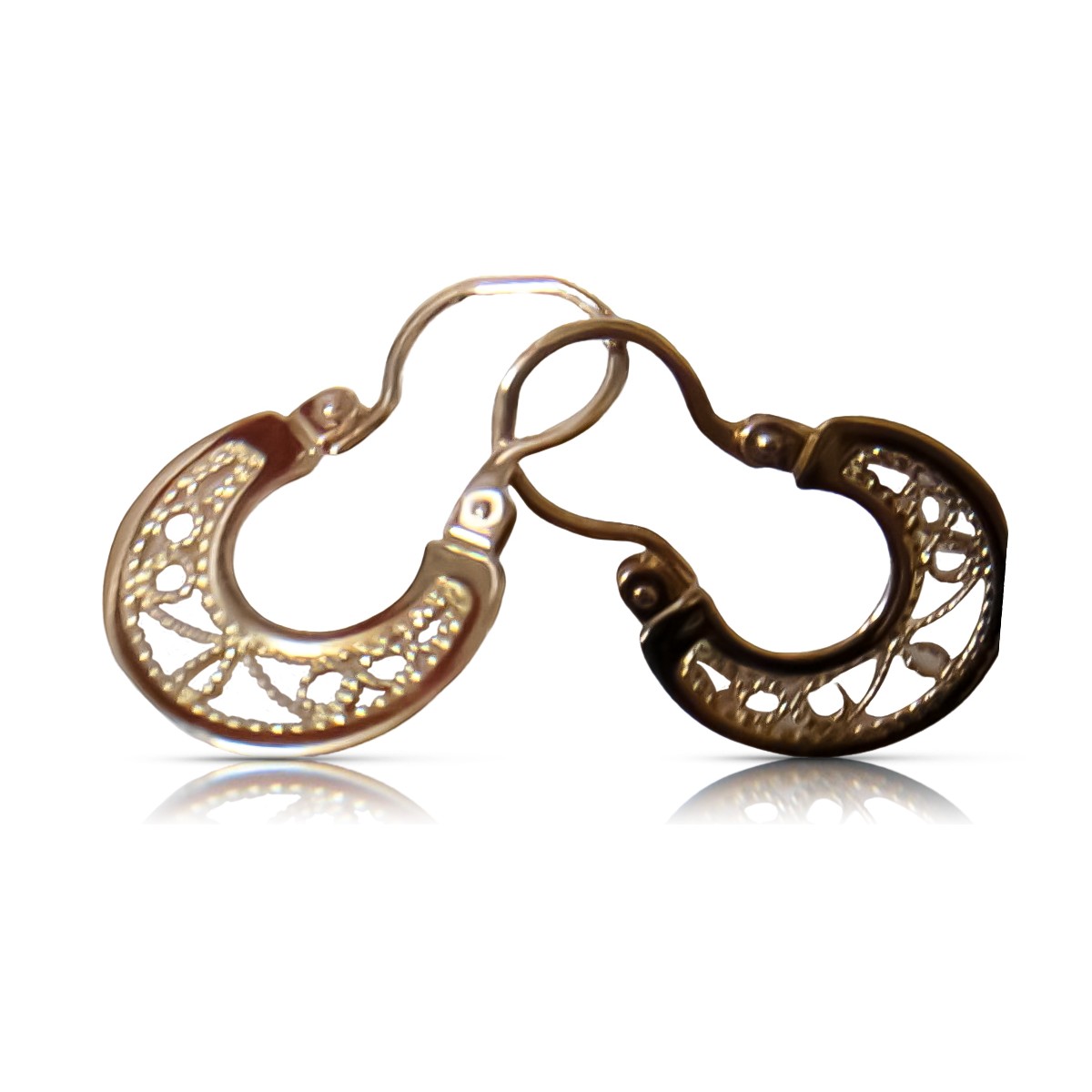 Boucles d'oreilles Gipsy Vintage en or rose 14 carats 585 sans pierres  ven025 ven025