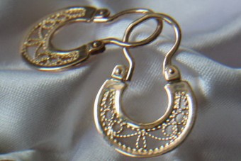 "Aretes Gipsy Antiguos en Oro Rosa Original de 14k sin Piedras" ven025 ven025