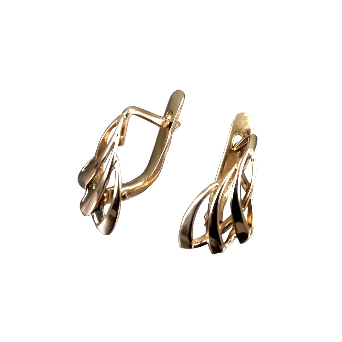 "Vintage 14K Rose Gold Leaf Earrings without Stones" ven035 ven035