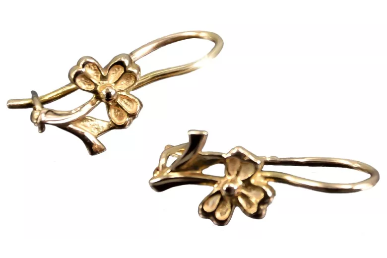 "Boucles d'oreilles florales vintage en or rose 14 carats 585 sans pierres" ven036 ven036