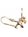 "Keine Steine Vintage Rose Pink 14k 585 Gold Blumenohrringe"  ven036 ven036