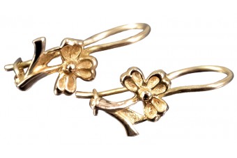 "Keine Steine Vintage Rose Pink 14k 585 Gold Blumenohrringe"  ven036 ven036