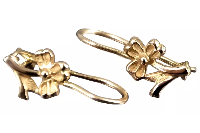 "Original Vintage 14K Rose Gold Flower Earrings with No Stones" ven036 ven036