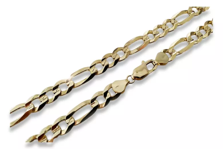 Bracelet en or jaune italien avec taille diamant - Figaro 14 carats cb007y