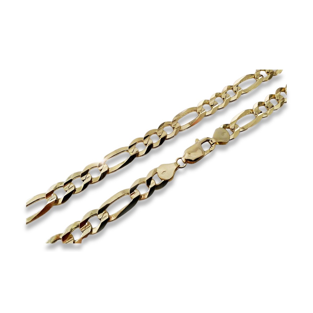 14K Yellow Gold Figaro Diamond Cut Bracelet with Different Gemstones. cb007y