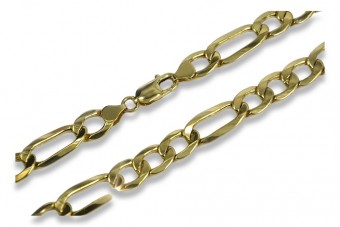 14 Karat Gelbgold Diamant geschnittenes Figaro Armband cb010