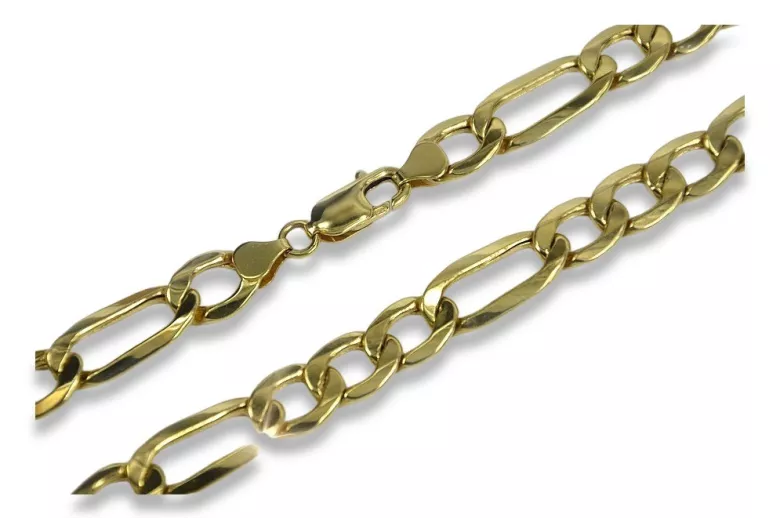 Italian Yellow Gold Figaro Bracelet with Diamond Cut Stones cb010