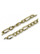 Italian Yellow Gold Figaro Bracelet with Diamond Cut Stones cb010