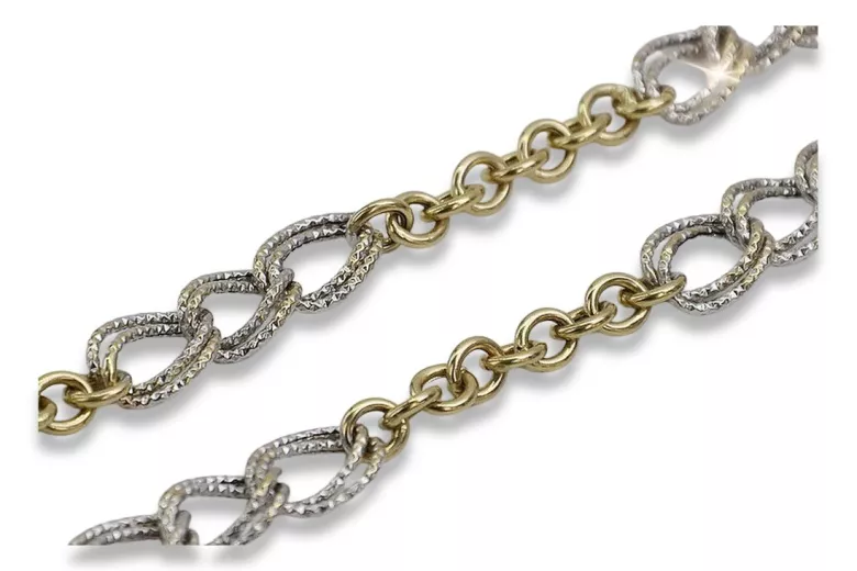 Italian 14K Yellow Gold Bracelet with White Gold Accents cb073