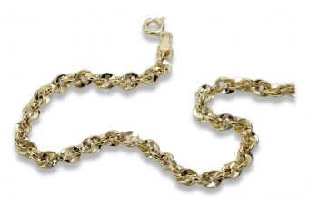 Pulsera trenzada de corte de diamante en oro amarillo italiano 14k cb074y