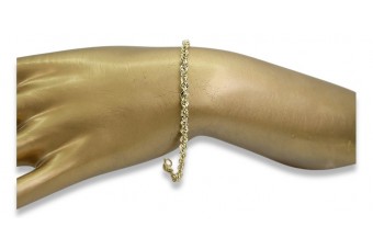 Pulsera trenzada de corte de diamante en oro amarillo italiano 14k cb074y