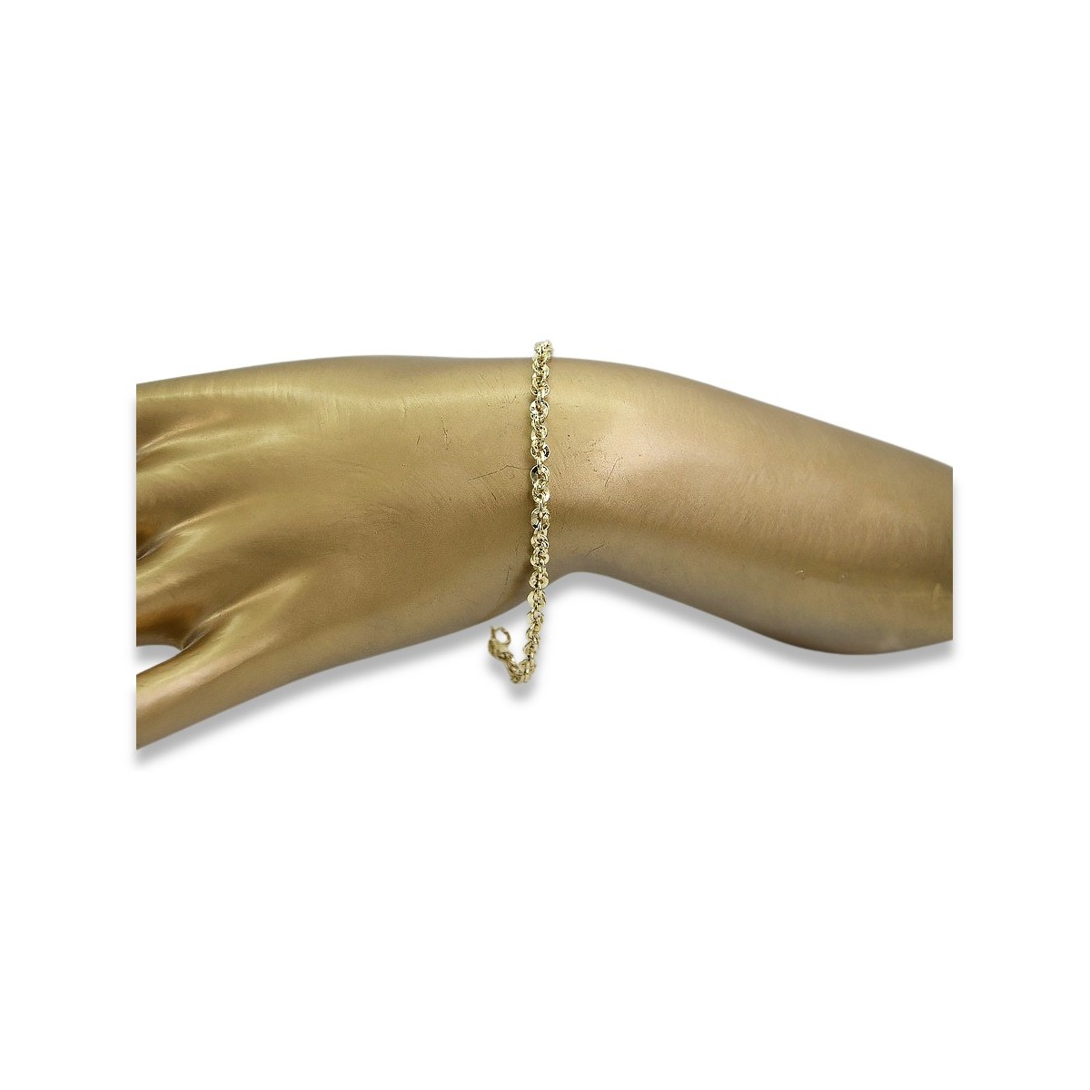 Pulsera trenzada de corte de diamante en oro amarillo italiano 14k cb074y