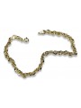 Pulsera trenzada de corte de diamante en oro amarillo italiano 14k cb074y