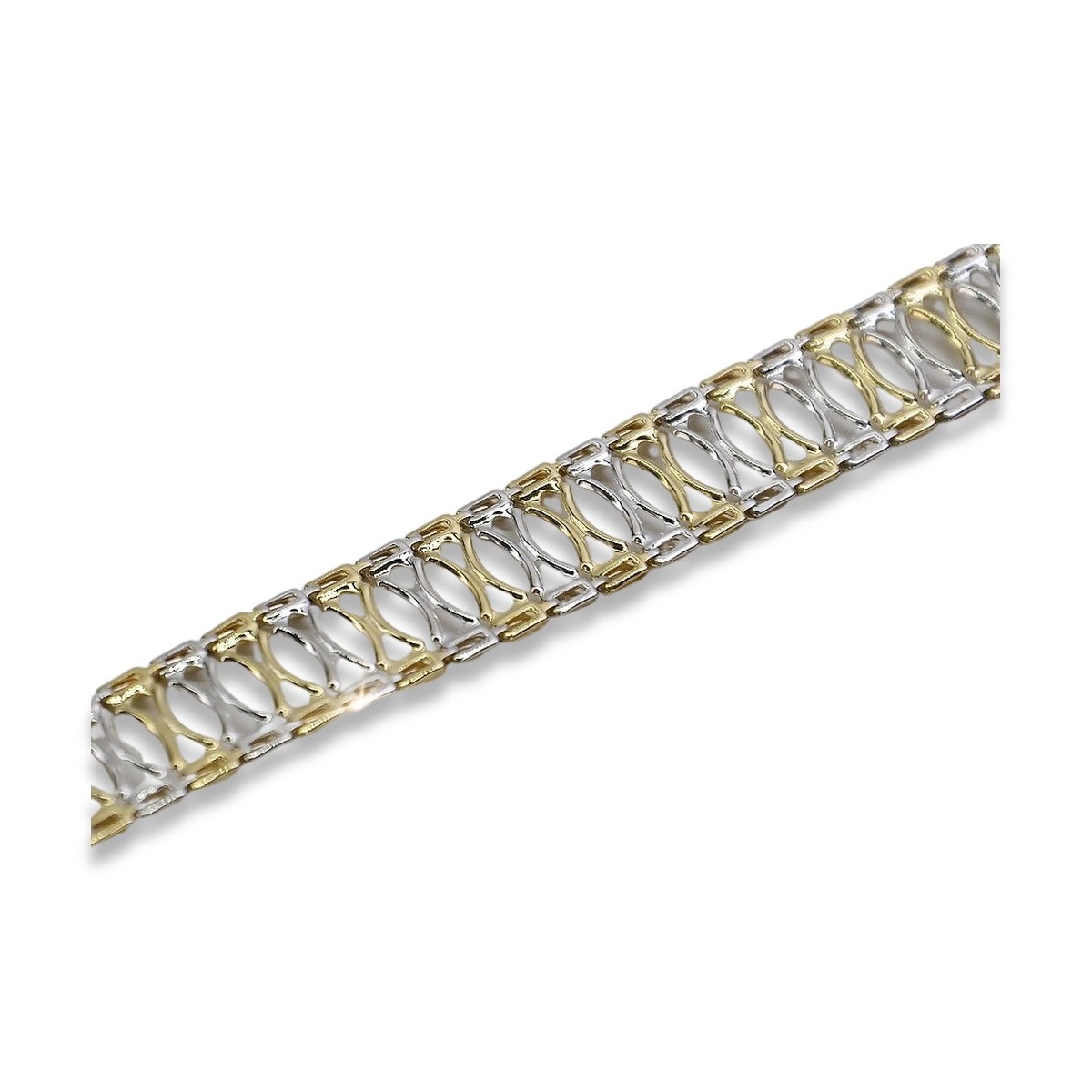 Bracelet Vintage en Or Jaune et Blanc 14K, 18,5c cb130