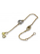 Pulsera de oro blanco y amarillo italiano de 14k con piedras preciosas. cb137