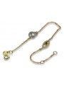 Bracelet Fantaisie en Or Jaune et Blanc Italien 14K, 18,5c cb137