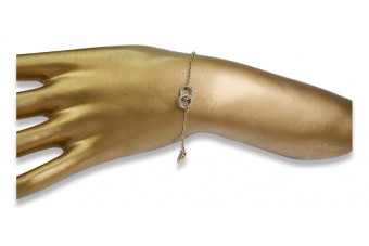 Bracelet Fantaisie en Or Jaune et Blanc Italien 14K, 18,5c cb137