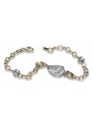 Bracelet fantaisie en or jaune et blanc italien 14 carats, 18,5 c cb144yw