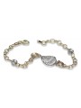 Bracelet fantaisie en or jaune et blanc italien 14 carats, 18,5 c cb144yw