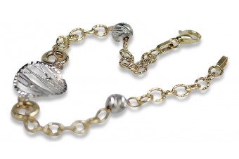 Bracelet fantaisie en or jaune et blanc italien 14 carats, 18,5 c cb144yw