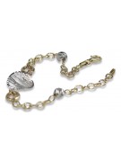 Bracelet fantaisie en or jaune et blanc italien 14 carats, 18,5 c cb144yw