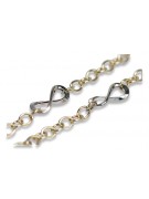 Bracelet fantaisie en or jaune et blanc italien 14K cb145yw