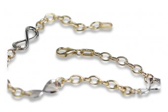 Bracelet fantaisie en or jaune et blanc italien 14K cb145yw