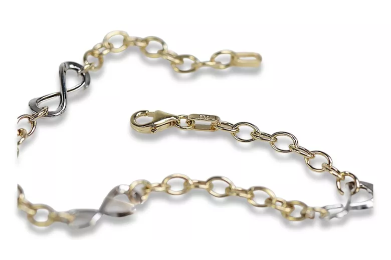 Bracelet fantaisie en or jaune et blanc italien 14K cb145yw