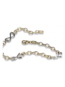 Bracelet fantaisie en or jaune et blanc italien 14K cb145yw