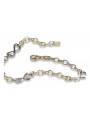 Bracelet fantaisie en or jaune et blanc italien 14K cb145yw