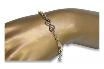 Bracelet fantaisie en or jaune et blanc italien 14K cb145yw