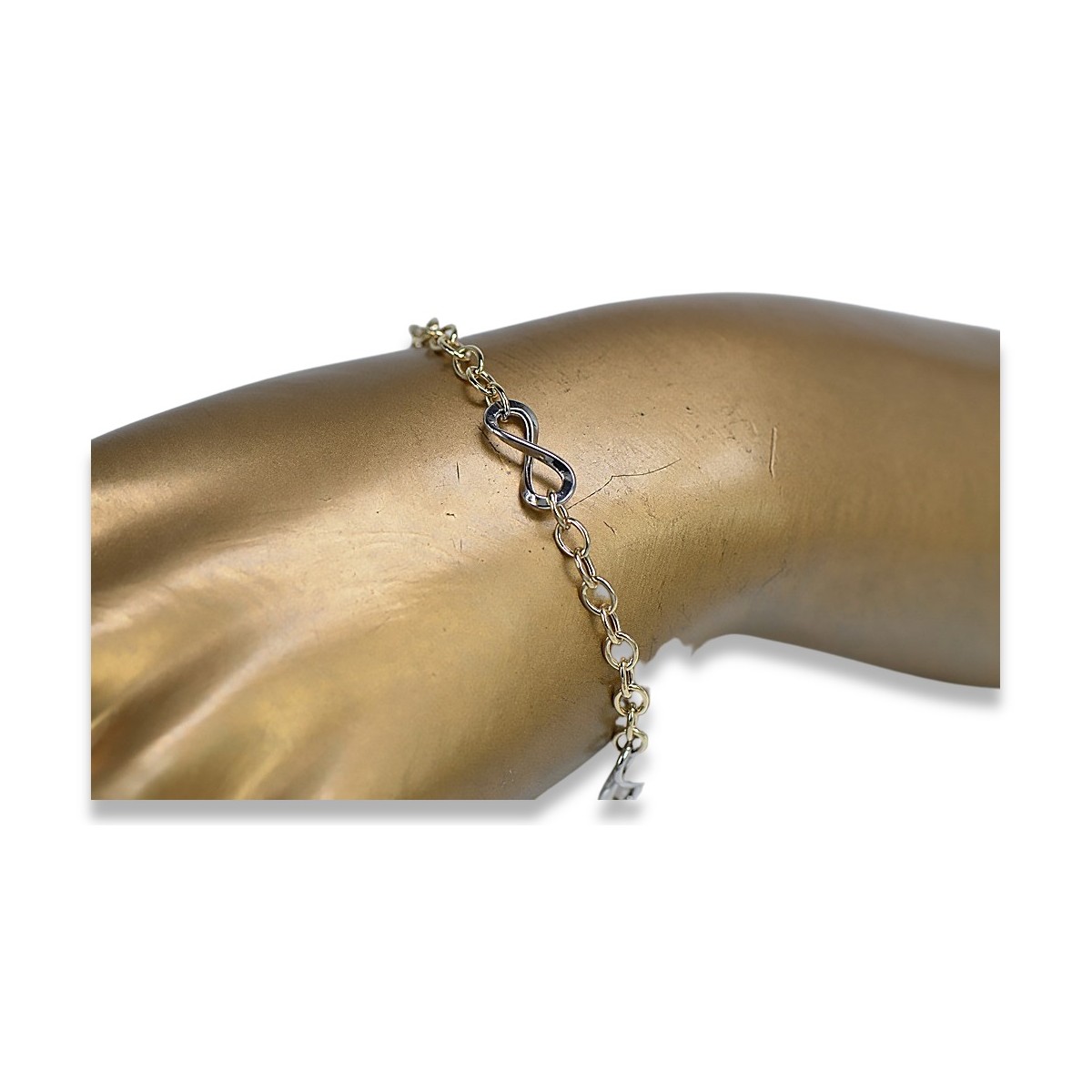 Bracelet fantaisie en or jaune et blanc italien 14K cb145yw