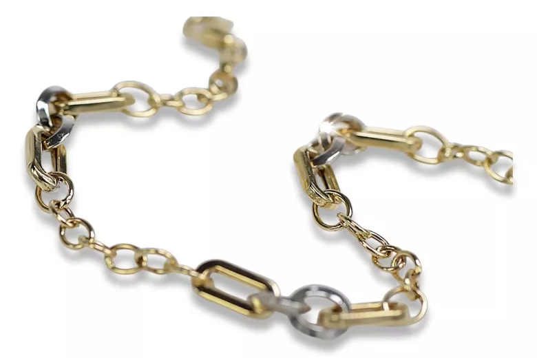 Bracelet en or italien 14 carats jaune et blanc, 18,5c cb148yw