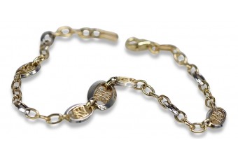 Pulsera de fantasía de oro blanco y amarillo italiano de 14k cb149yw