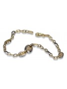 Pulsera de fantasía de oro blanco y amarillo italiano de 14k cb149yw