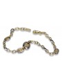 Pulsera de fantasía de oro blanco y amarillo italiano de 14k cb149yw