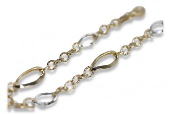 Italian 14K Yellow White Gold Fancy Bracelet, 18.5c cb153yw