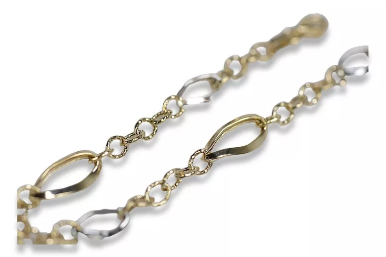 Pulsera de oro amarillo y blanco italiano de 14k con estilo elegante cb153yw