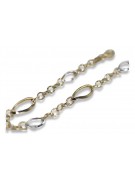 Bracelet Fantaisie en Or Jaune et Blanc Italien 14K, 18,5c cb153yw