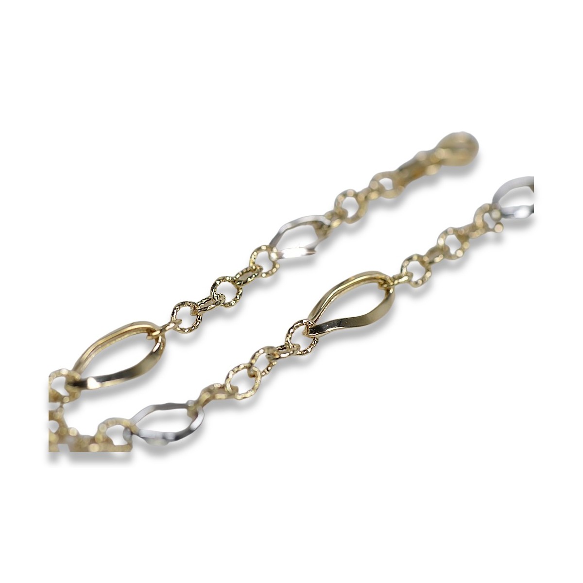 Italian 14K Yellow White Gold Fancy Bracelet, 18.5c cb153yw