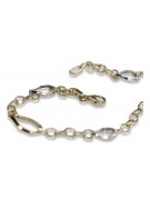 Bracelet Fantaisie en Or Jaune et Blanc Italien 14K, 18,5c cb153yw