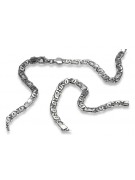 Chaîne en or blanc massif 14 carats avec œil de tigre - 50 cm cc065w