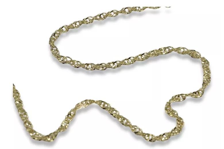 Chaîne en or jaune 14 carats à motif de corde Singapour coupée en diamant creuse cc079y